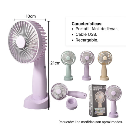 VENTILADOR RECARGABLE PLASTICO CON CABLE USB