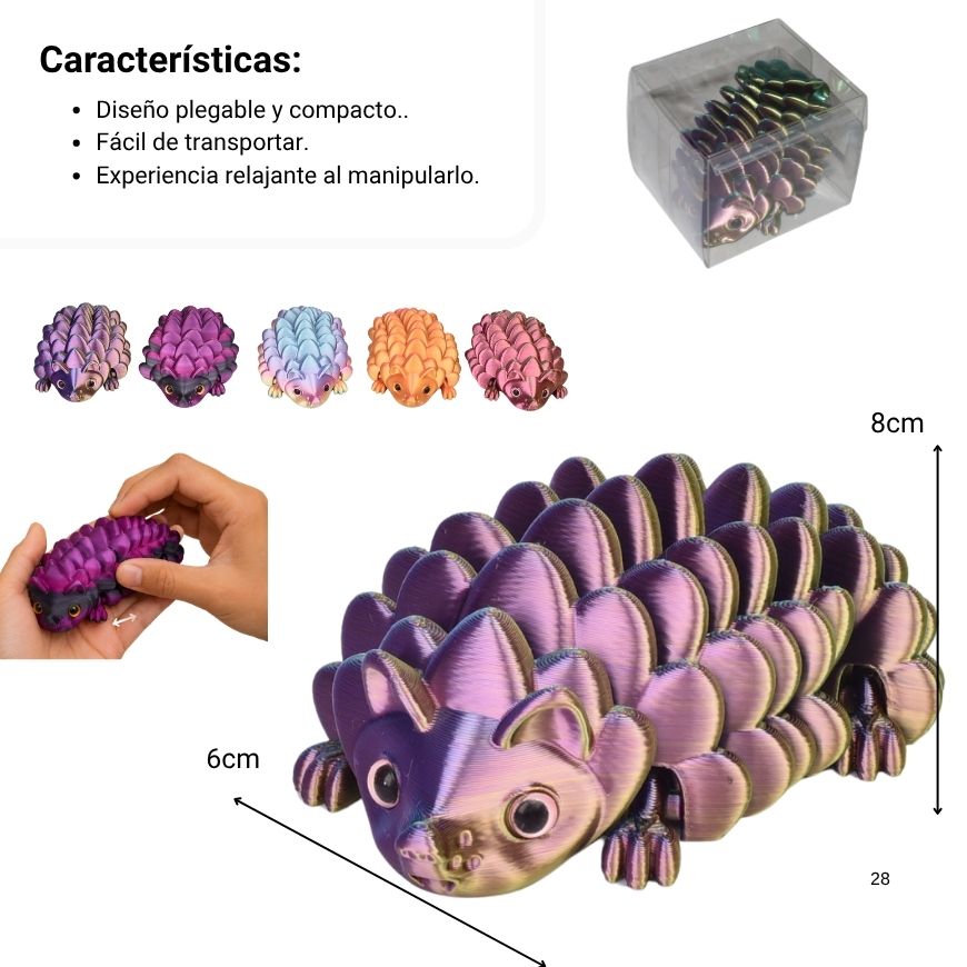 juguete didactico forma erizo plastico dim8x6cm
