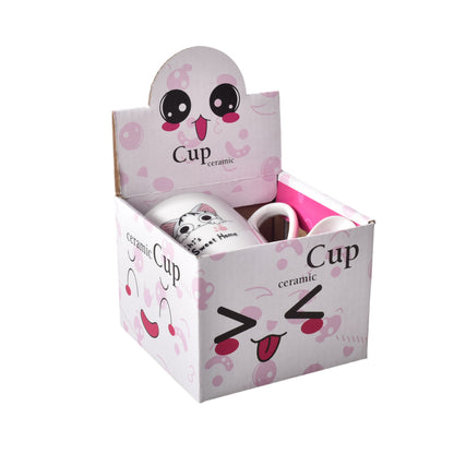 POCILLO MUG CON CUCHARA EN CERAMICA DISEÑO DE GATOS