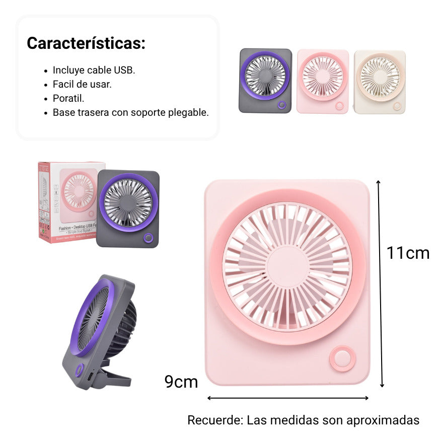 ventilador cuadrado plastico recargable dim:11x9x4