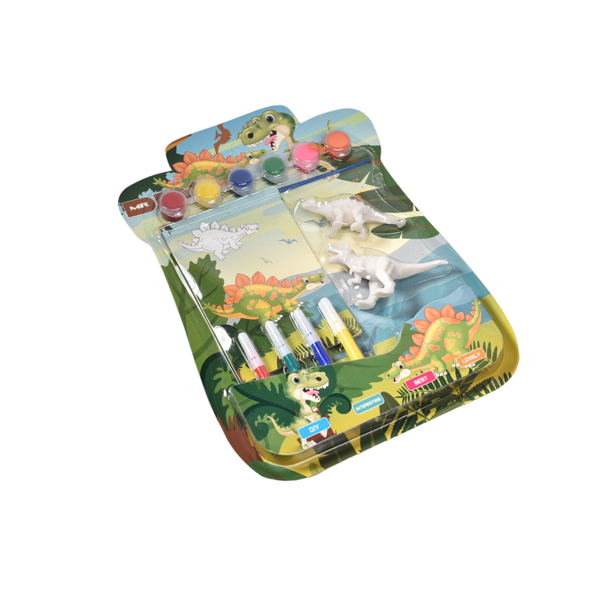 set de pintura para niños temperas dinosaurio