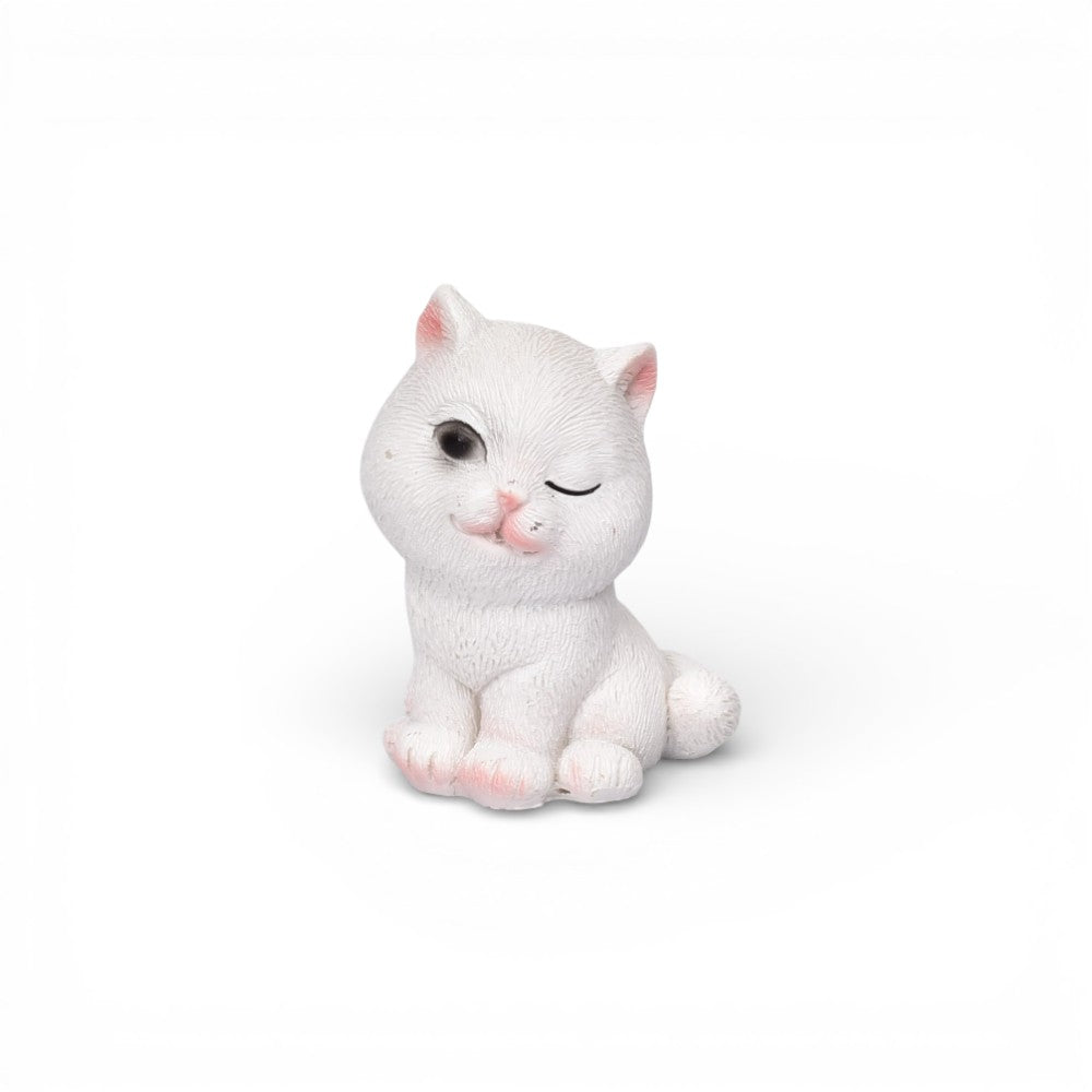 adorno resina blanco diseño gato dim:3x5x3