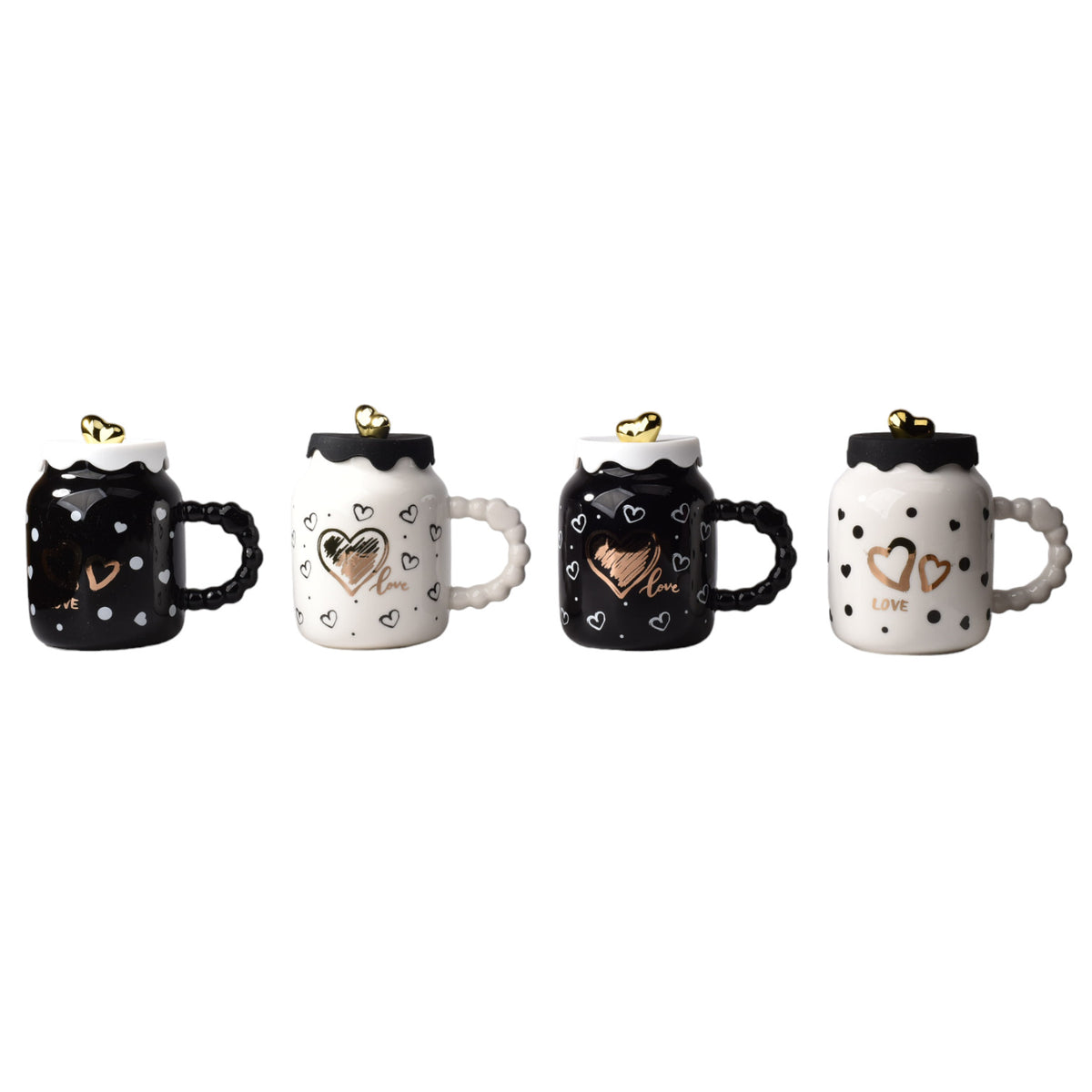 mug pocillo ceramica diseños de corazones con tapa