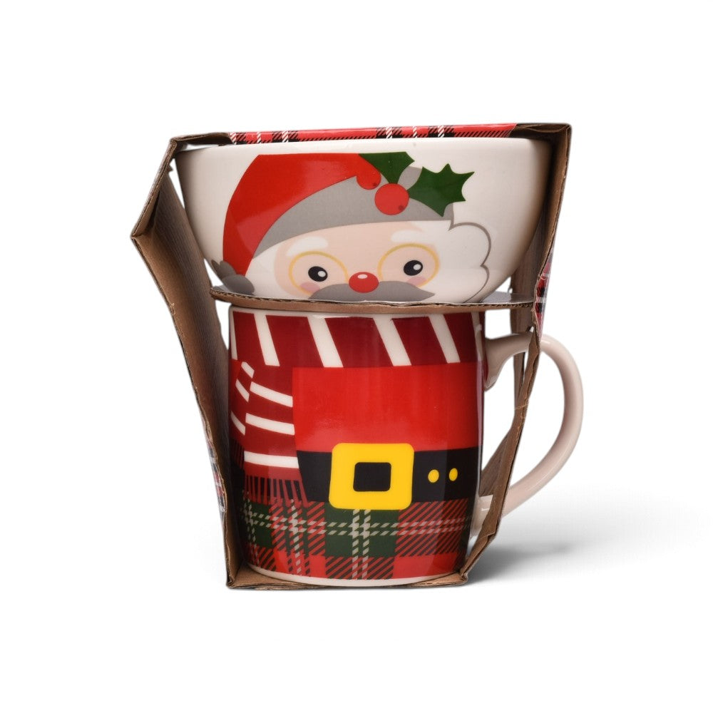 pocillo set ceramica con plato navidad 350ml