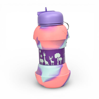 BOTELLA DE AGUA PLEGABLE 550ML SILICONA VARIOS COLORES