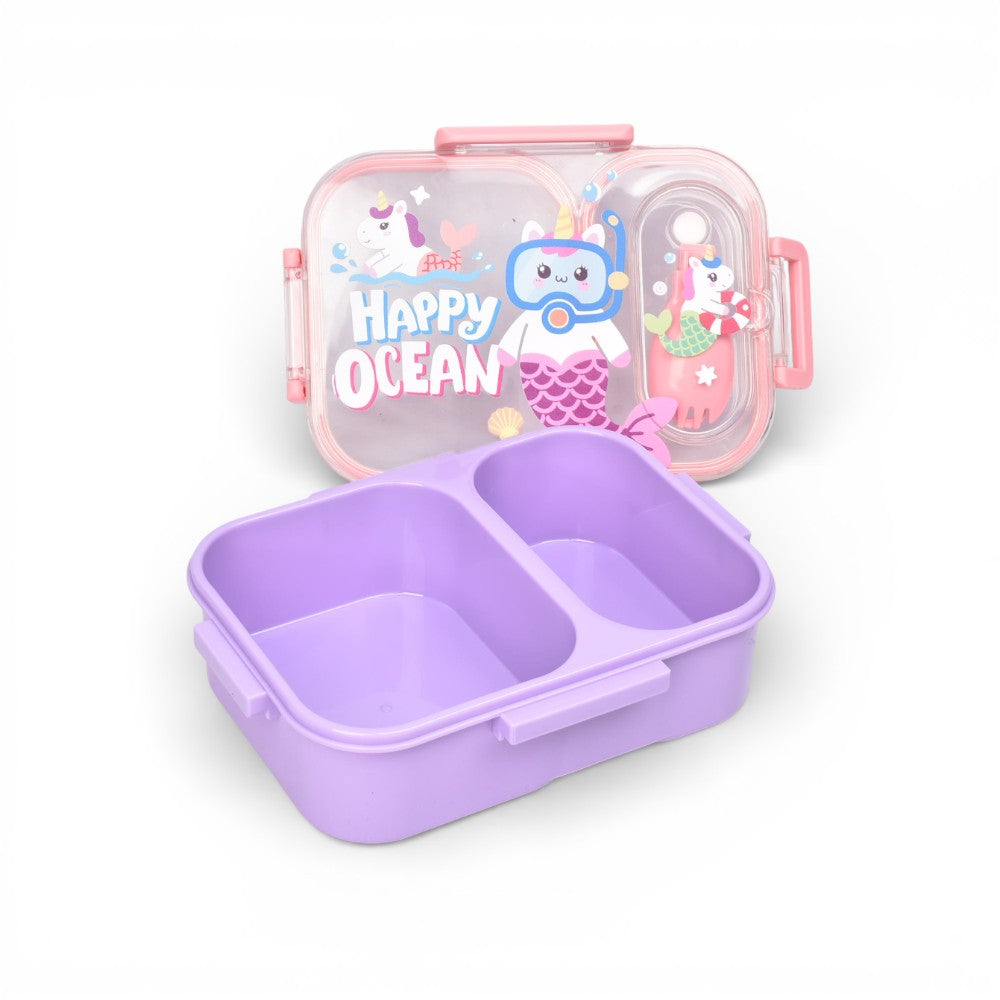 portacomida plastico 880ml con division y cubierto dim:19x14x6