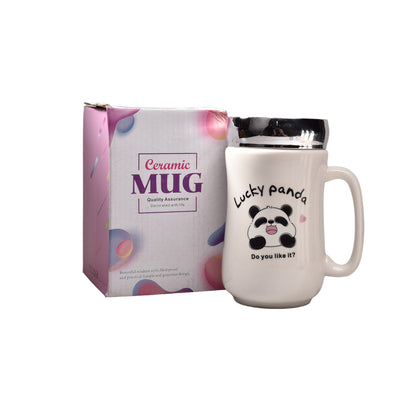 MUG POCILLO CERAMICA CON TAPA DISEÑO OSOS 440ML DIM:8*8*14