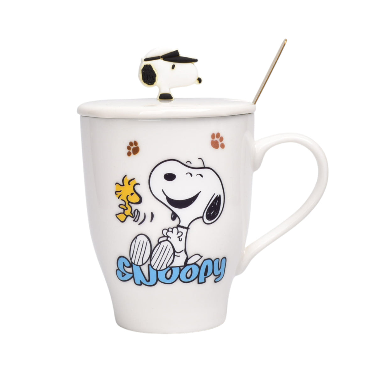 mug pocillo ceramica personaje con tapa y cuchara 350ml dim:9x8