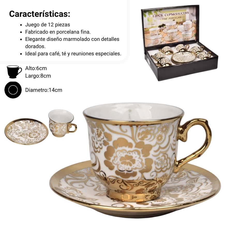 set 6pcs pocillo cermica con plato 80ml