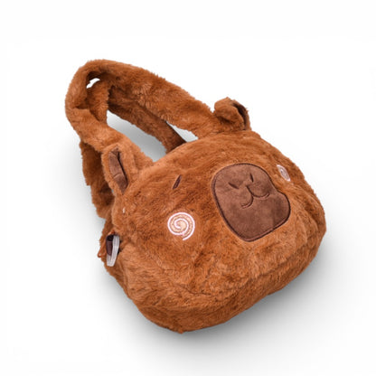 BOLSO CARTERA PERSONAJE CAFE POLIESTER PELUCHE DIM:20X14X3