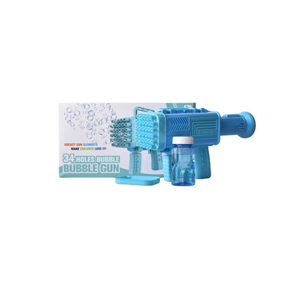PISTOLA DE BURBUJAS 34 AGUJEROS AZUL Y NARANJA