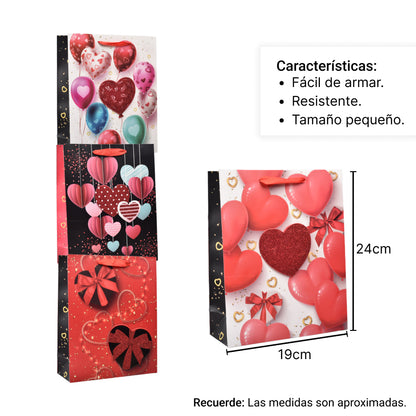 BOLSA REGALO EN PAPEL CORAZONES PEQUEÑO