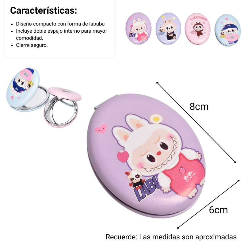 espejo plastico cuadrado cartera dim:8x6