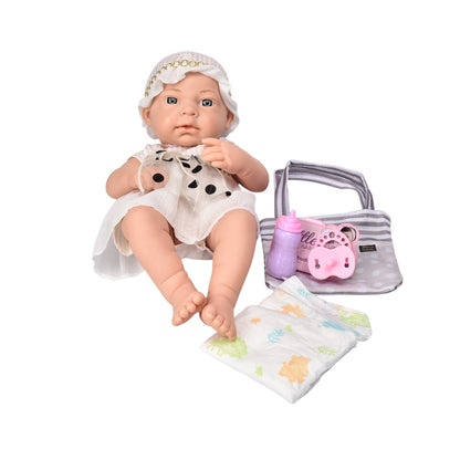 JUGUETE BEBE MUÑECA DE CAUCHO REALISTA CON ACCESORIOS DIM:38X19X22