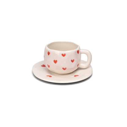 POCILLO SET CON PLATO 140ML CERAMICA