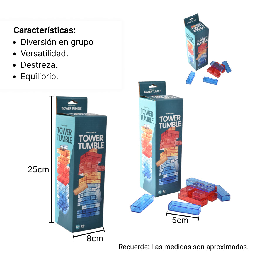 juguete de mesa jenga plastico dim:8x8x25cm