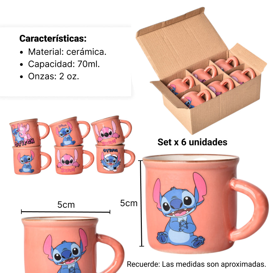 pocillo set x 6 pzas personajes
