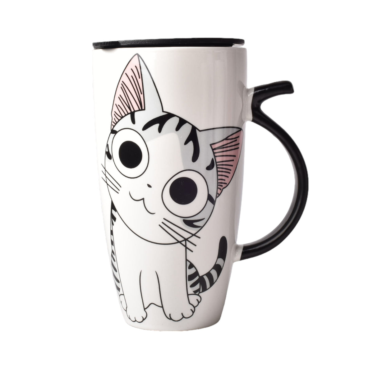 mug pocillo ceramica diseños gatos con tapa de 550ml