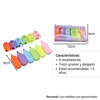RESALTADOR X 6 UNIDADES UNICORNIO