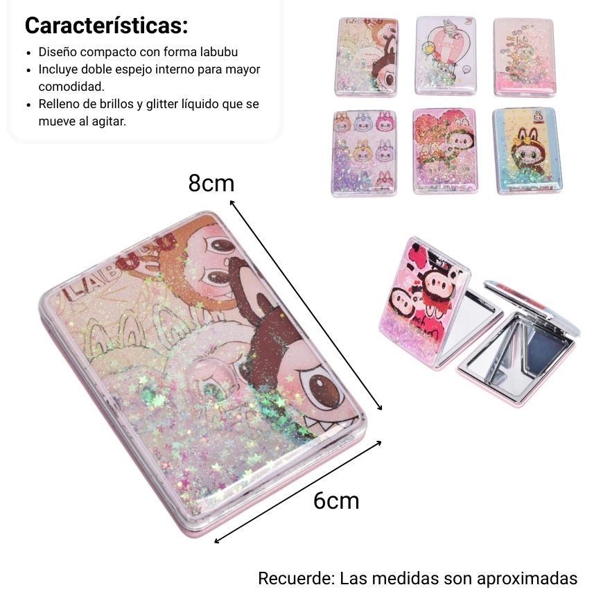 espejo cuadrado cartera personaje dim:6x8