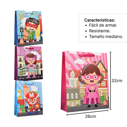 BOLSA REGALO EN PAPEL SUPERHEROE TAMAÑO MEDIANO