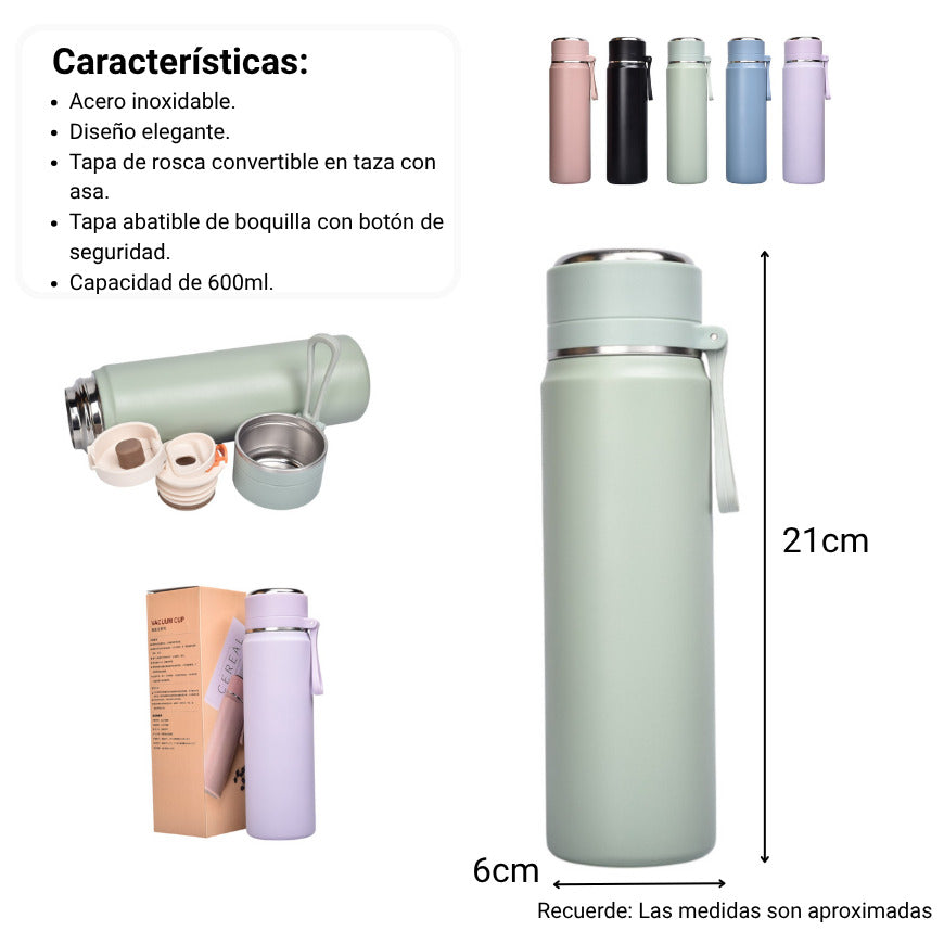 termo acero inoxidable 600ml dim:6x6x21