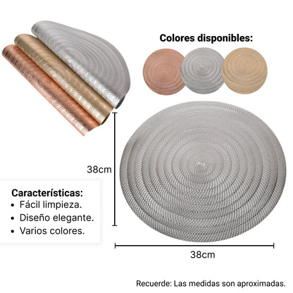 INDIVIDUALES COMEDOR PVC REDONDO HOGAR MESA DIM:38X38