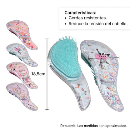 CEPILLO OVALADO CORTO PARA CABELLO DECORADO