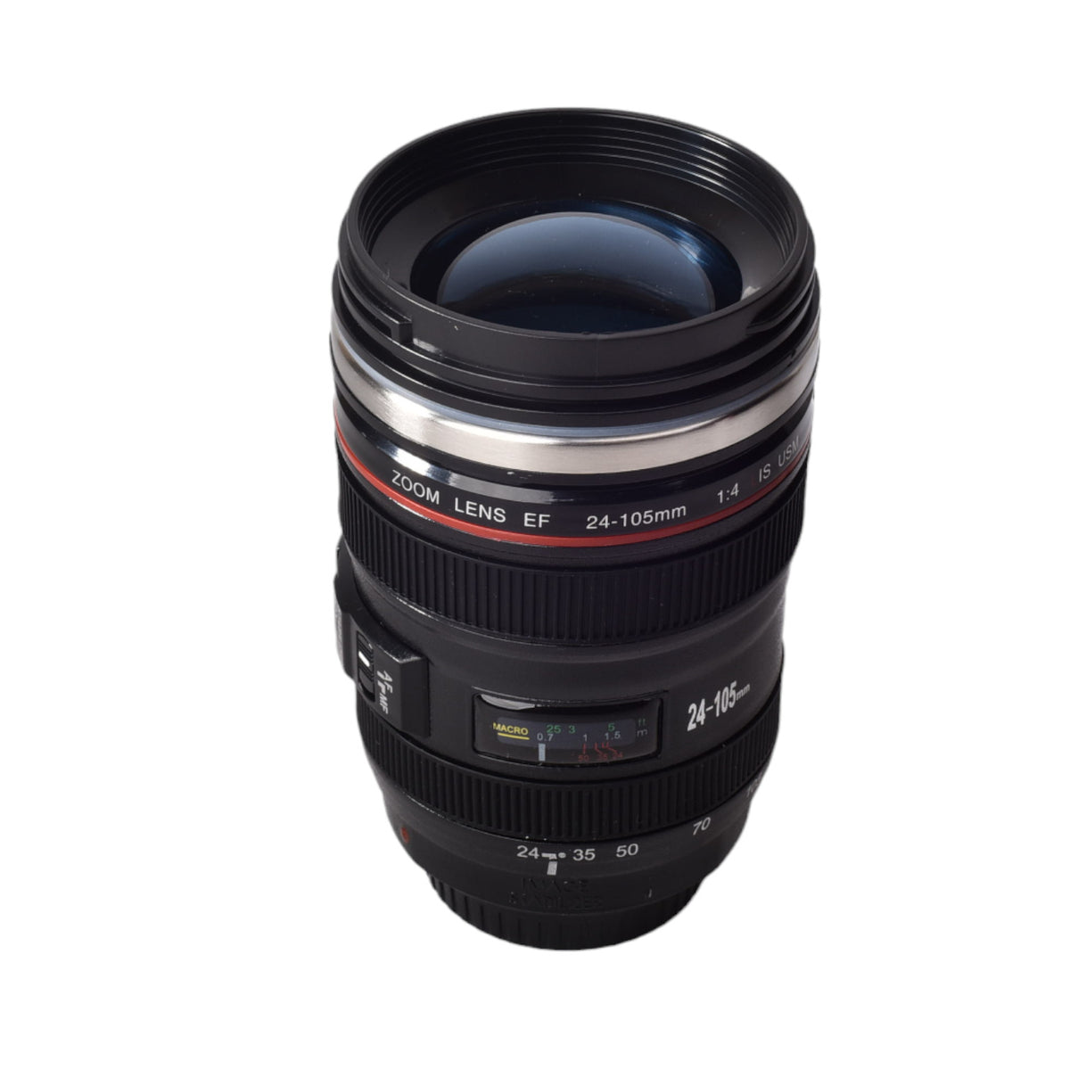 termo metalico 400ml vaso negro forma lente camara