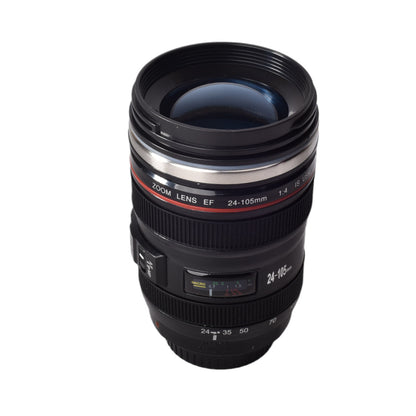 TERMO METALICO 400ML VASO NEGRO FORMA LENTE CAMARA