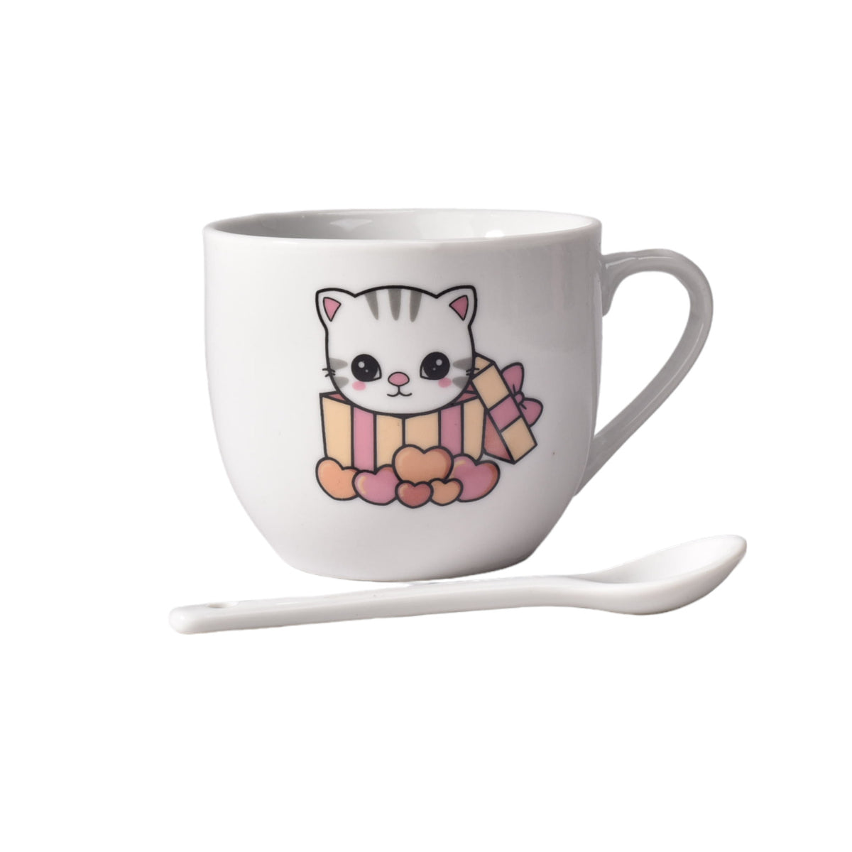 pocillo ceramica con cuchara dim: 7x7x6