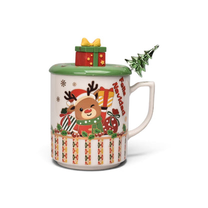POCILLO SET CERAMICA CON CUCHARA NAVIDAD 300ML
