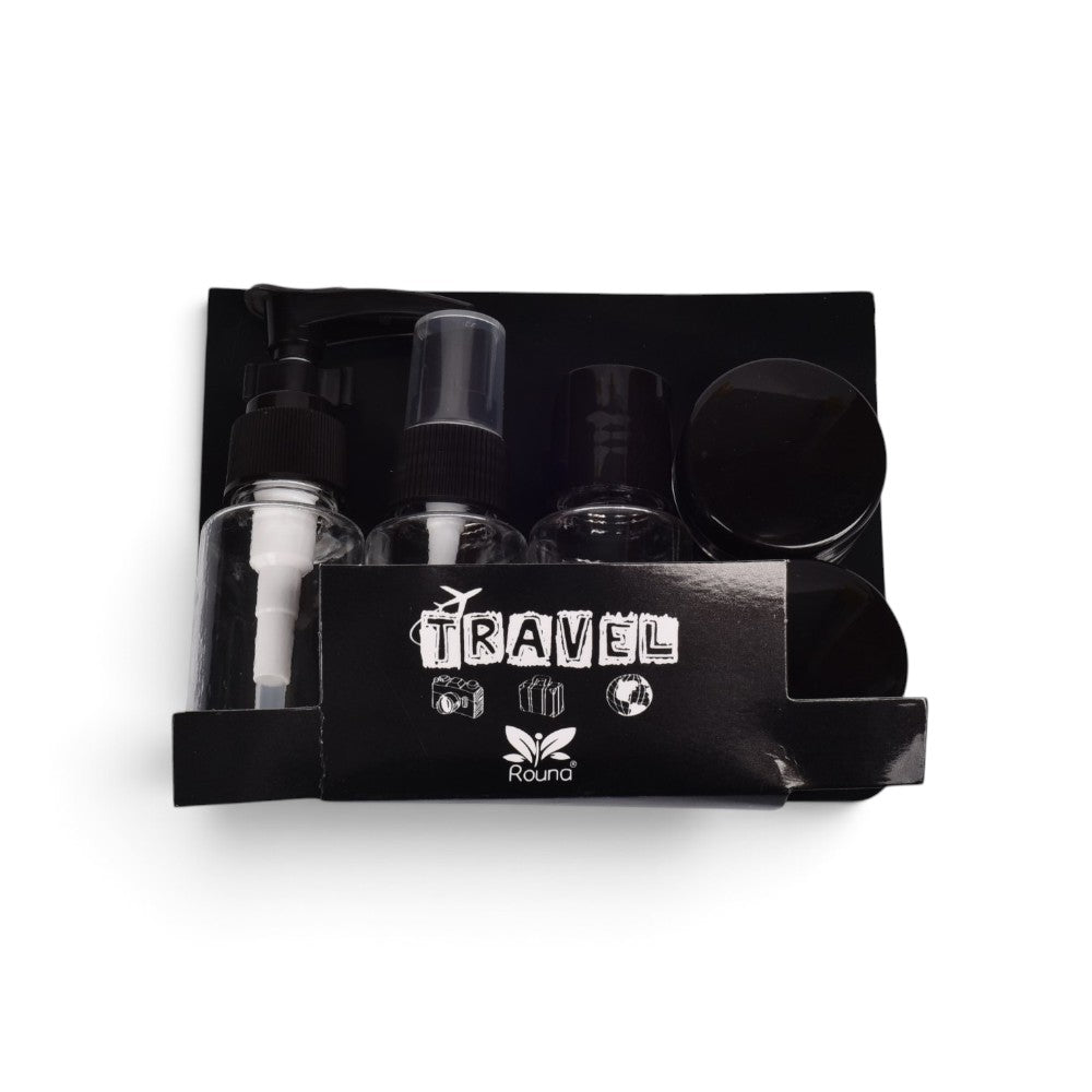 kit 5 envases recargables viajero plastico dim:15x12cm
