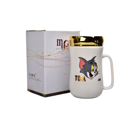 MUG POCILLO CERAMICA CON TAPA ESPEJO PERSONAJE 400ML DIM:7X7X13
