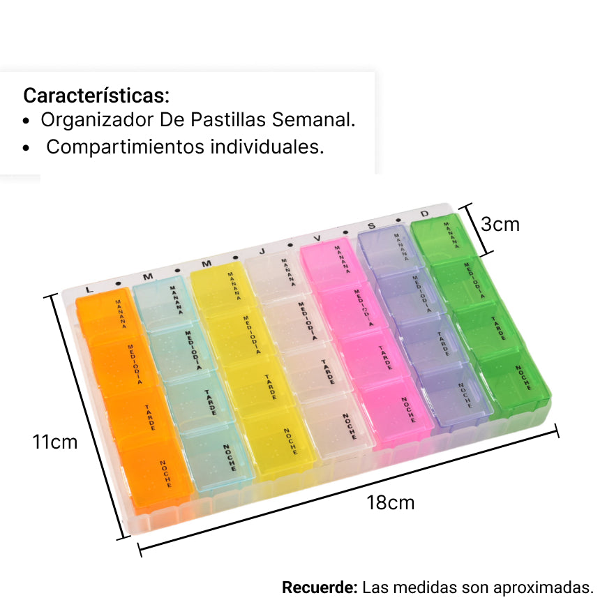 organizador de pastillas semanal dim:17x11