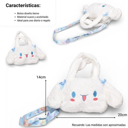 BOLSO CARTERA PERSONAJE BLANCO POLIESTER PELUCHE DIM:20X14X3