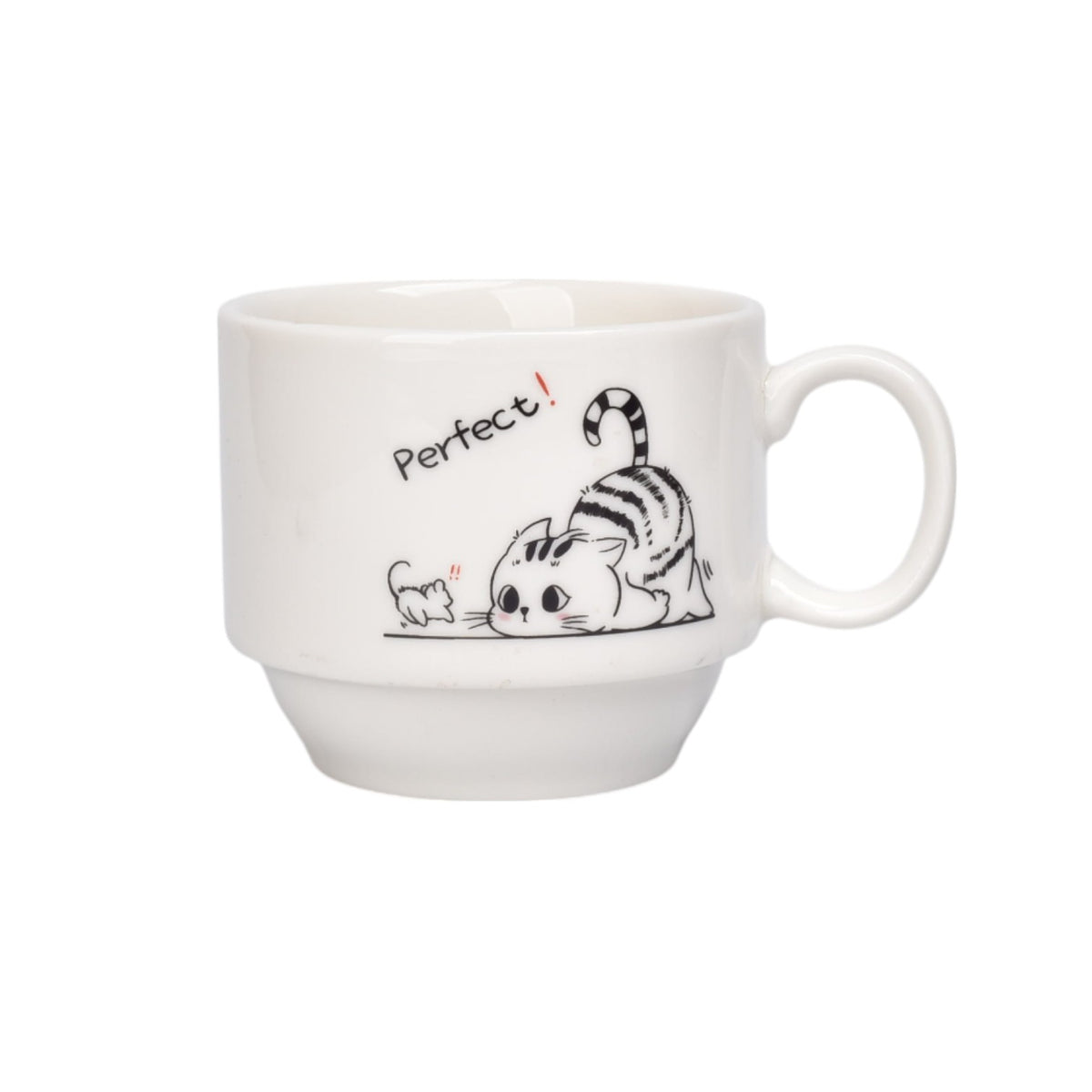 set 4pcs pocillos con base ceramica 150ml diseño gatos dim:7x6x7