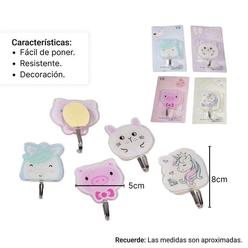 gancho pegar pared forma animales