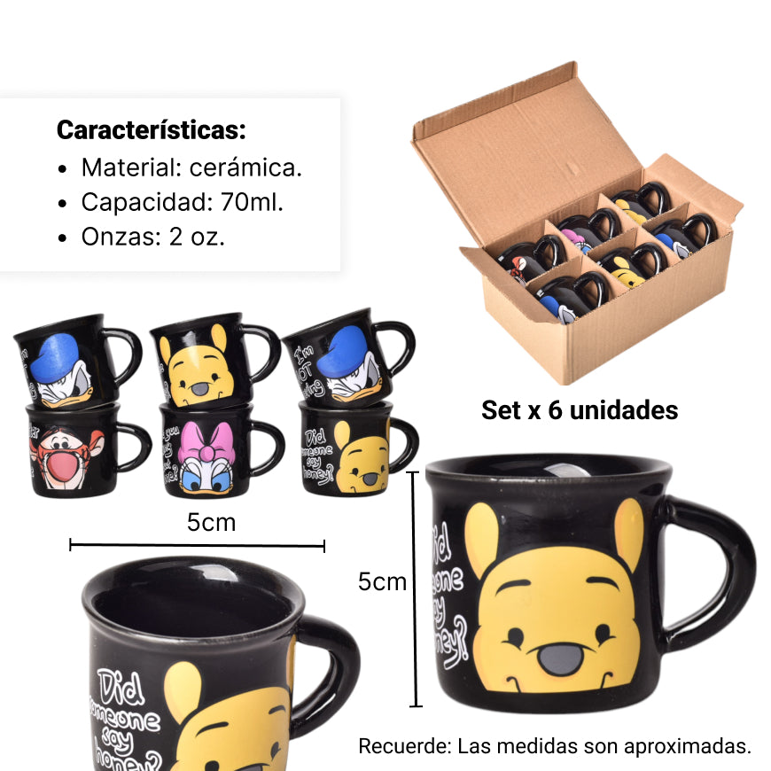 pocillo set x 6 pzas personajes