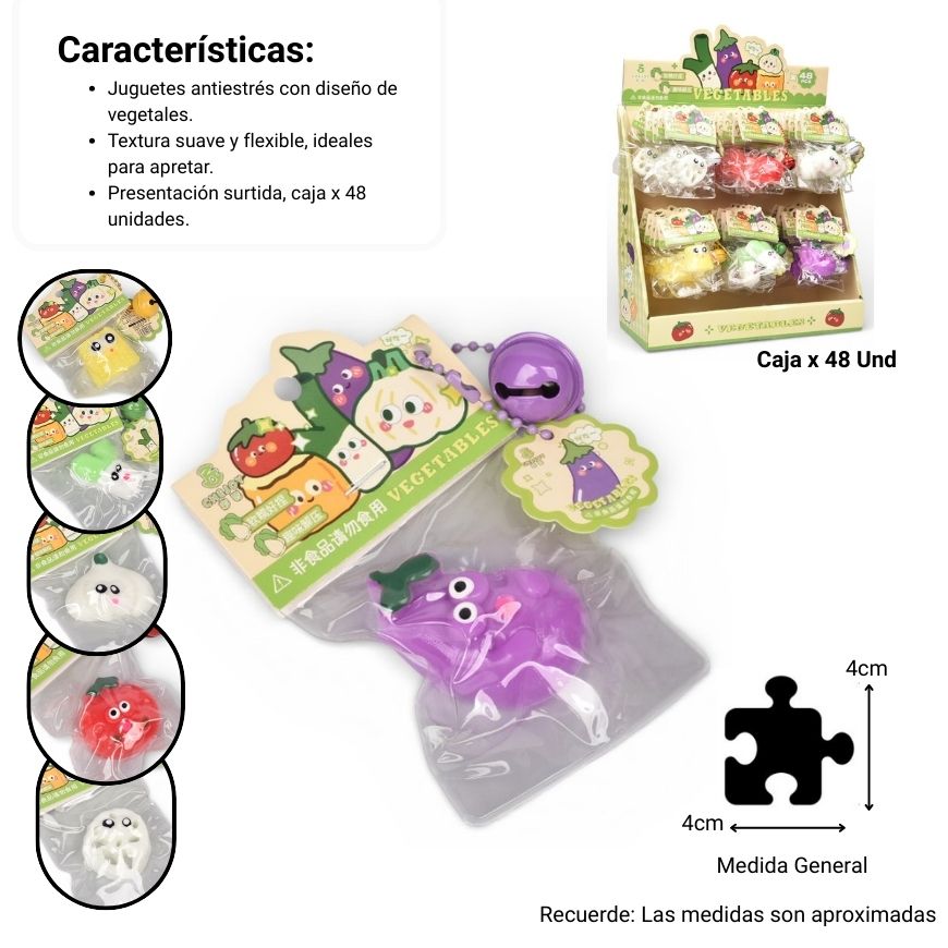 squishy anti estrés formas verduras elastico  dim: 4x4x1