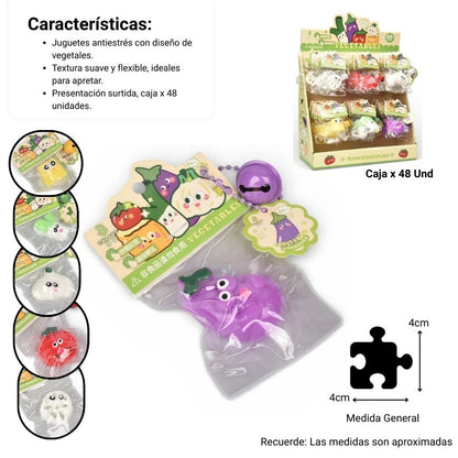 SQUISHY ANTI ESTRÉS FORMAS VERDURAS ELASTICO  DIM: 4X4X1