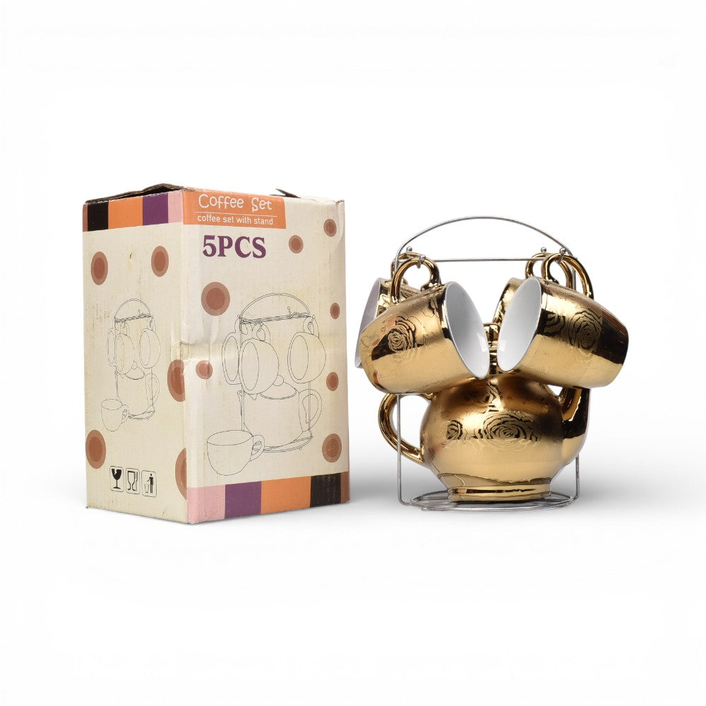 set pocillos 4pcs con base color dorado 90ml dim:5x5x6
