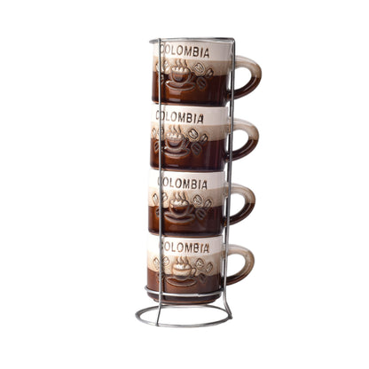 SET 4PCS POCILLOS CON BASE CERAMICA MEDIANO