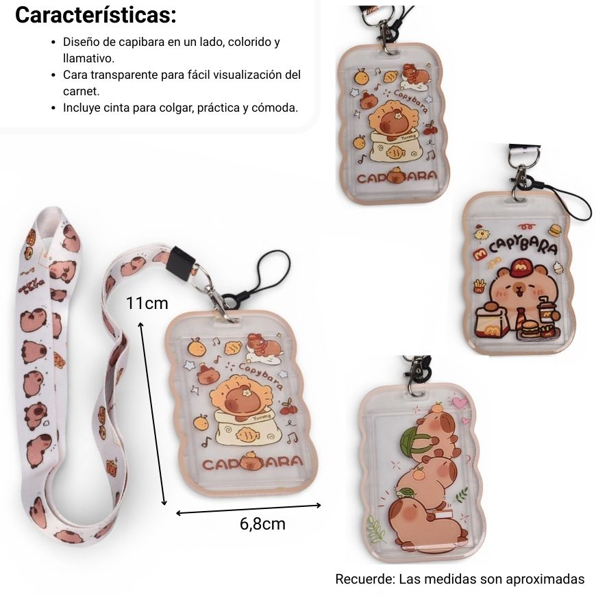 portacarnet plastico capybara multicolores dim:6x11