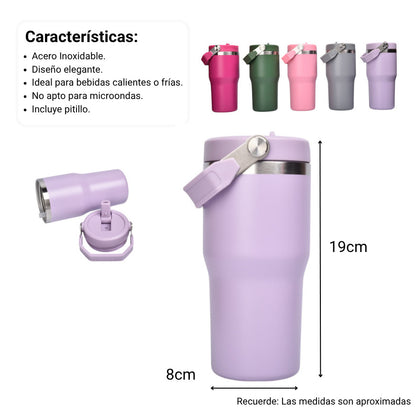 TERMO ACERO INOXIDABLE 600ML DIM:8X8X19