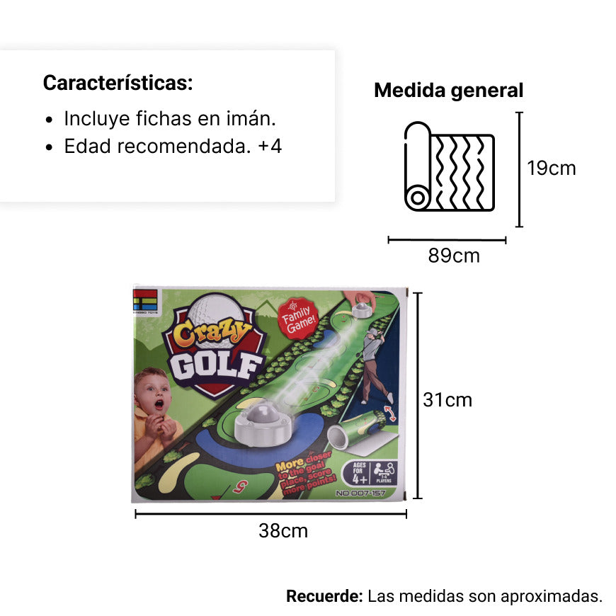 mini juego portatil de golf dim:25x19x16