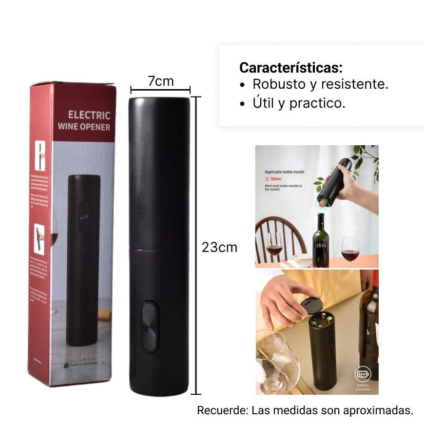 sacacorcho electrico para vino plastico color negro dim:24*5