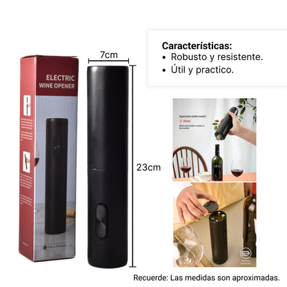 SACACORCHO ELECTRICO PARA VINO PLASTICO COLOR NEGRO DIM:24*5