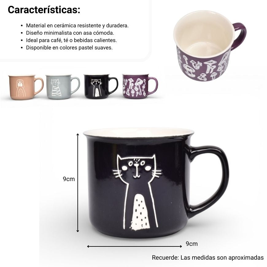 mug pocillo ceramica con estampado 320ml dim: 9x9x8