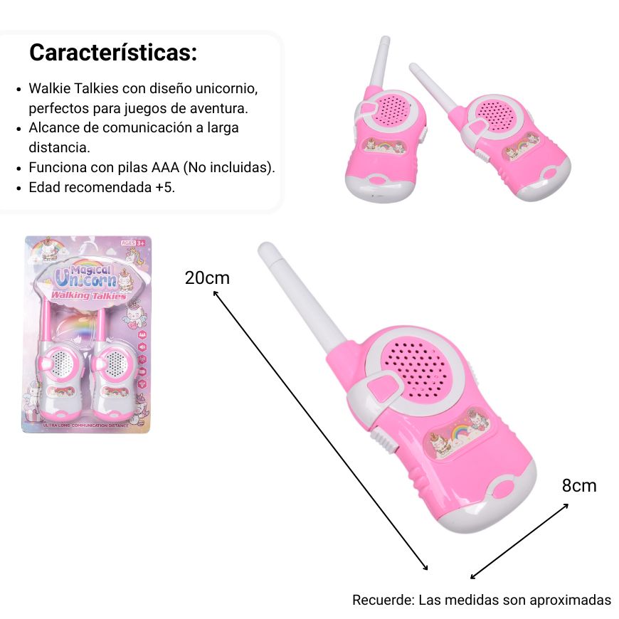 walkie talkie rosado para niñas dim:20x30x3